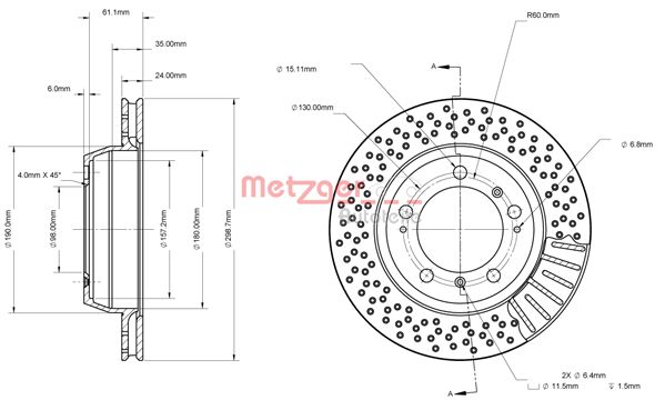 METZGER Hátsó féktárcsa 6110841_METZ